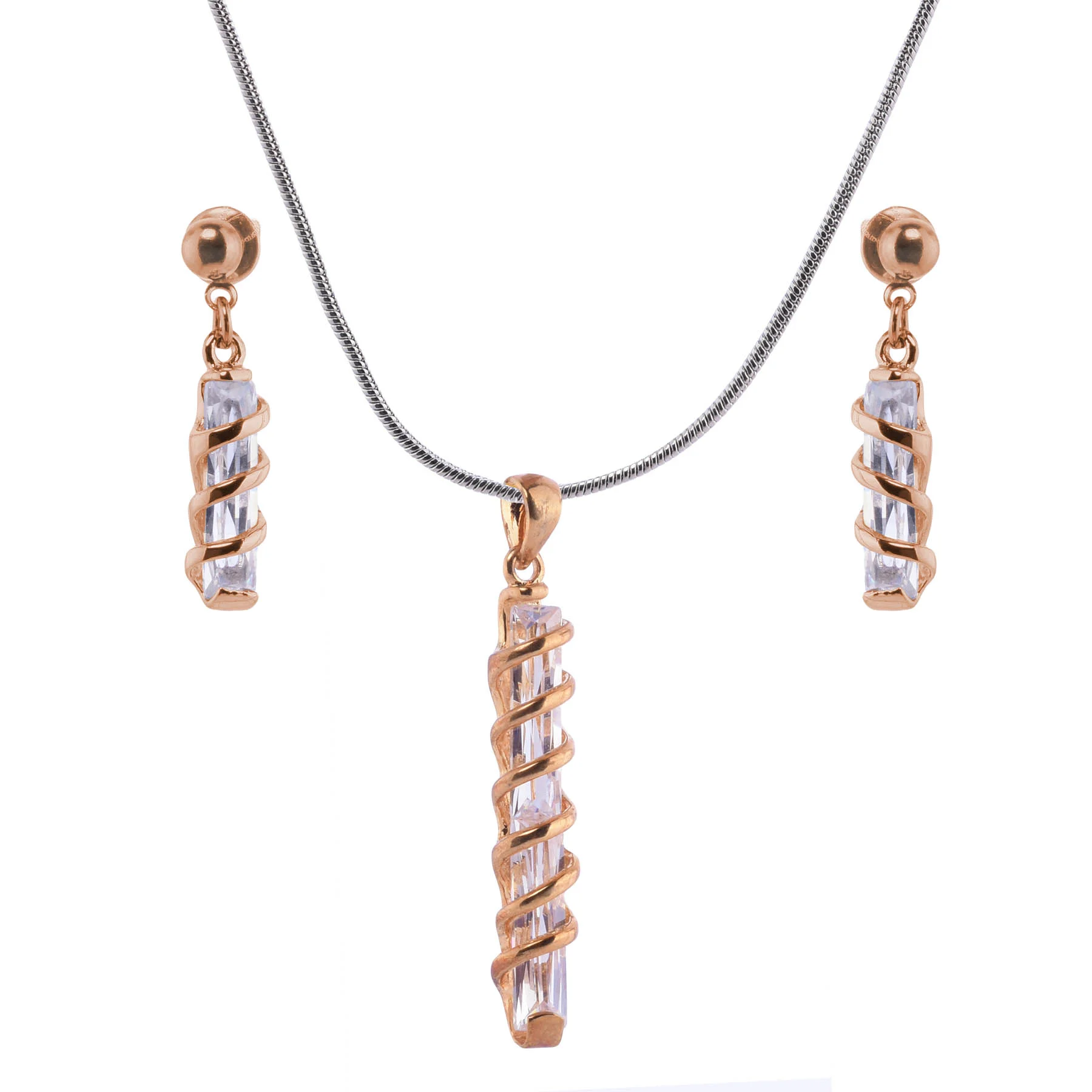 FT07003-G-9.jpg Teresequet Rhinestone Pendant Necklace Set - Image 1
