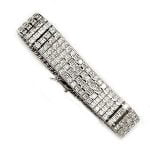 Art Deco Princess Cut Channel Set 4 Row CZ Diamond Tennis Bracelet