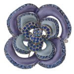 Art Nouveau Enamel Rhinestone Accented Flower Brooch - Image 2