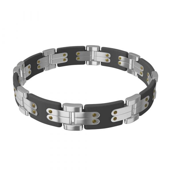 Strikingly Elegant Urban Stainless Steel Mens Black Rugged Bracelet - Image 1