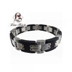 Strikingly Elegant Urban Stainless Steel Mens Black Rugged Bracelet - Image 2