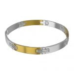 Contemporary Stylish Gold-Silver Two-tone Stainless Steel Men's Bracelet