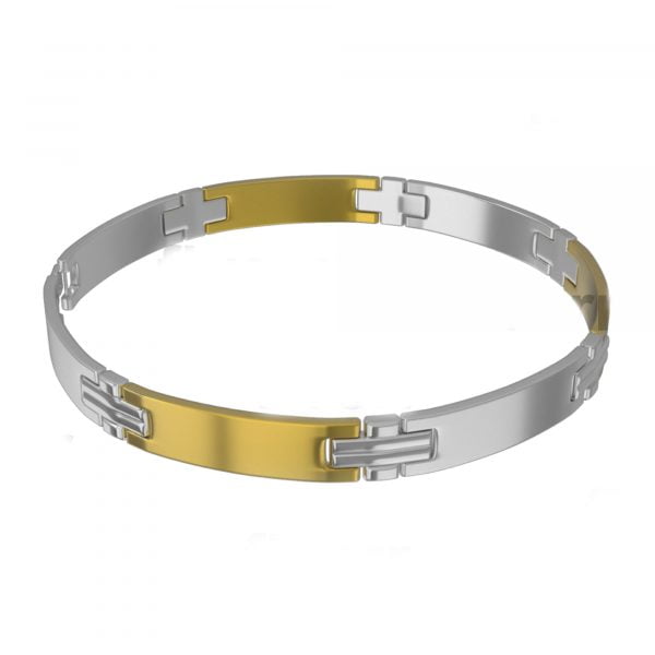 LH120-19.jpg Contemporary Stylish Gold-Silver Two-tone Stainless Steel Men's Bracelet - Image 1