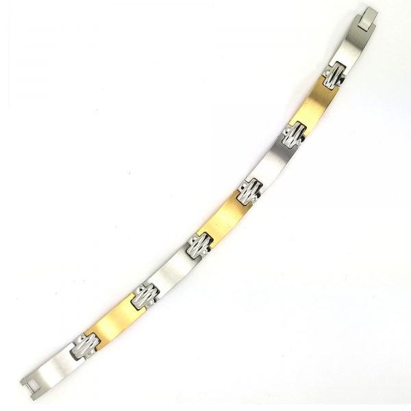 Contemporary Stylish Gold-Silver Two-tone Stainless Steel Men's Bracelet - Image 2