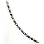 Stainless Steel Mens Black Enamel Link Bracelet - Image 2