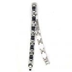 Stainless Steel Mens Black Enamel Link Bracelet - Image 3