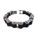 LH2514B-28.jpg Black Rubber Stainless Steel Bike Chain Bracelet-LH2514B - Image 1