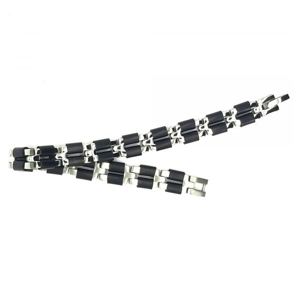 Rubber & Stainless Steel Men's Link Bracelet - Image 3