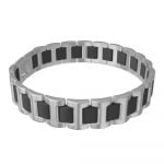 Stainless Steel & Black Rubber Men's Bracelet