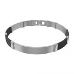 Stainless Steel & Black Rubber Men's Link Bracelet