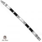 Stainless Steel & Black Rubber Men's Link Bracelet - Image 2