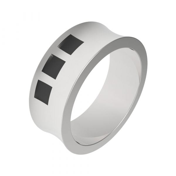 LH521-7 Sacred Science Triple Square Stainless Steel Concave Ring - Image 1