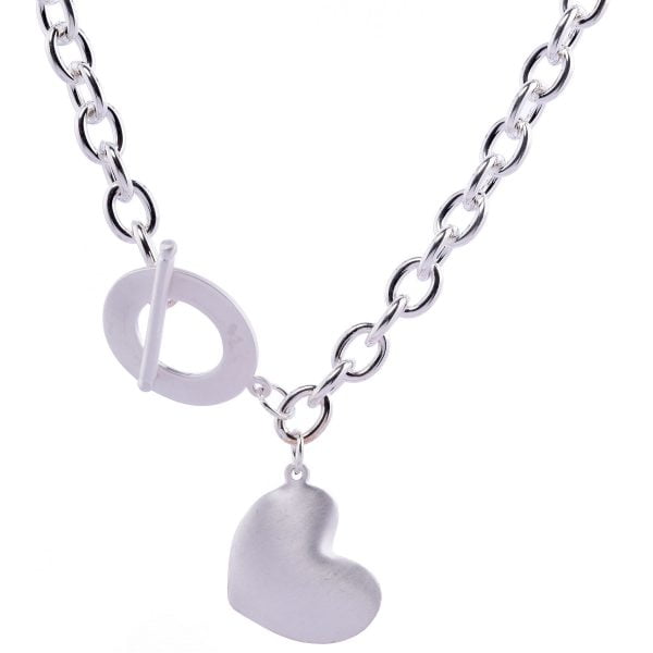 Brushed Silver Heart Necklace - Image 1