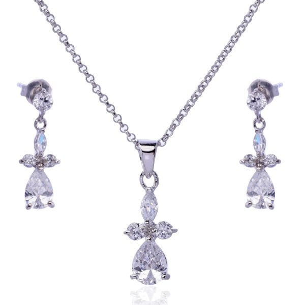 LNE0029-9.jpg Cubic Zirconia Briolette Necklace Set - Image 1