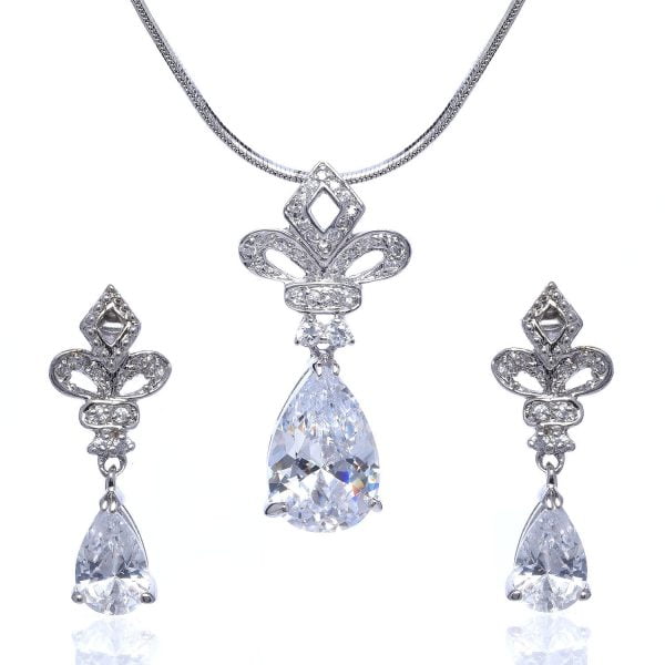 Fleur De Lis Briolette CZ Jewelry Set - Image 1
