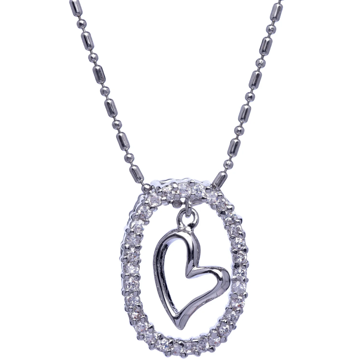 LNE126-17.jpg Cubic Zirconia Accented Heart Jewelry Set - Image 1