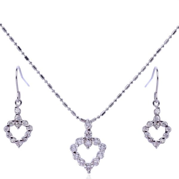 LNE216-13.jpg Openwork CZ Diamond Accented Heart Jewelry Set - Image 1