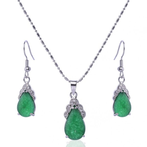 LNE225-9.jpg Cubic Zirconia Jade Briolette Jewelry Set - Image 1