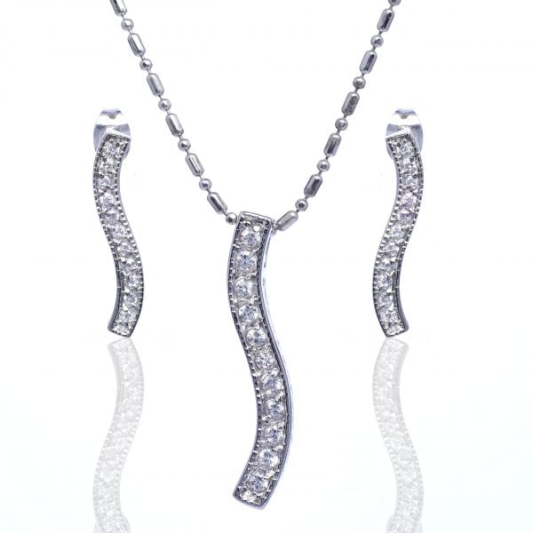 LNE249-12-scaled-1.jpg S Shaped Cubic Zirconia Pendant Necklace Set - Image 1