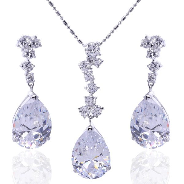 Tear Drop Cubic Zirconia Briolette Jewelry Set - Image 1