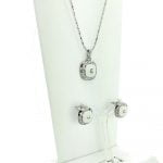 Square Enamel Crystal Pendant Necklace Set - Image 2