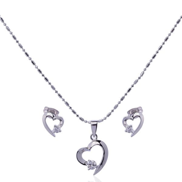 LNE286-36.jpg Open Heart Cubic Zirconia Jewelry Set - Image 1