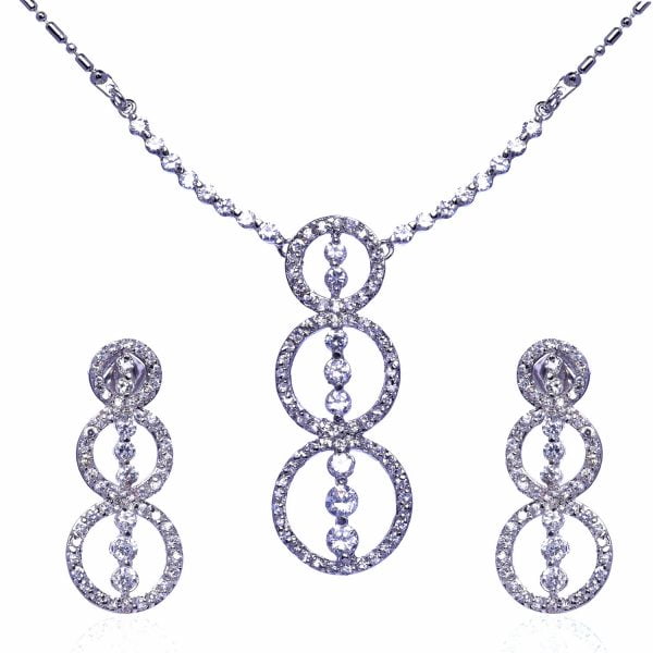 Connected Circles Cubic Zirconia Jewelry Set - Image 1