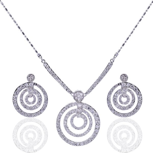 LNE296-38.jpg Circles Cubic Zirconia Jewelry Set - Image 1