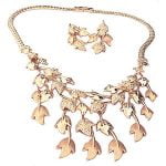 Baroque Dangling Leaves Necklace Set