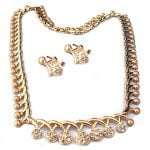 Baroque Rhinestone Accented Choker Necklace Set