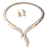 Art Deco Diamond Accented Gold Collar Necklace Set