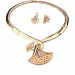 Art Deco Gold Collar Necklace and Earrings Set