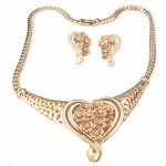 Mid-Century Gold Choker Necklace and Earrings Set