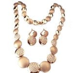 Art Deco Diamond Accented Gold Choker Necklace and Earrings Set