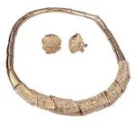 Art Deco Diamond Accented Gold Collar Necklace and Earrings Set — LNE316-26