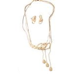 Edwardian Diamond Accented Gold Choker Necklace and Earrings Set