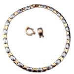 Mid-Century Diamond Accented Gold Choker Necklace and Earrings Set
