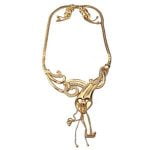 Edwardian Diamond Accented Gold Choker Necklace and Earrings Set — LNE323-27