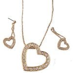 Rhinestone Accent Heart Necklace Set - Image 2