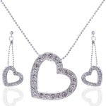 Rhinestone Accent Heart Necklace Set