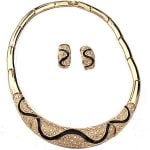 Art Deco Gold Choker Enamel Necklace Set