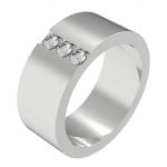 3 Stone CZ Diamond Men's Stainless Steel Ring
