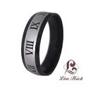 Stainless Steel Roman Numeral Black Enamel SOHO Ring - Image 1
