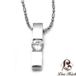 LSP1540-5.jpg Urban-chic La Luce Stainless Steel Tension Set CZ Pendant Necklace — LSP1540-5 - Image 1