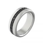 Chanel Set Black Diamond CZ Stainless Steel Eternity Ring