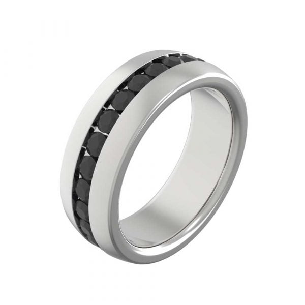 Chanel Set Black Diamond CZ Stainless Steel Eternity Ring - Image 1