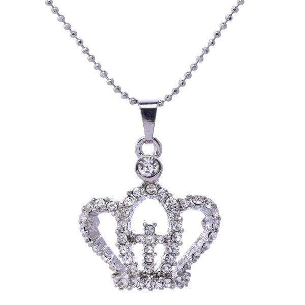 Rhinestone Diamond Crown Pendant Necklace - Image 1