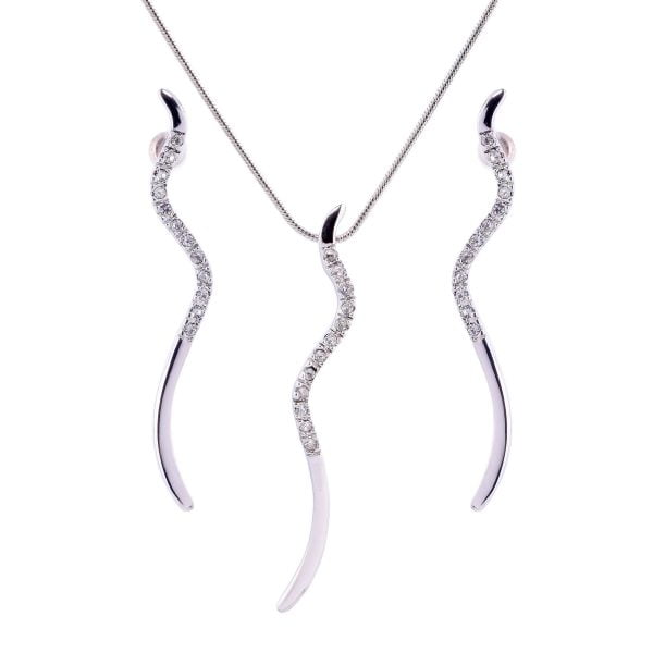 Cubic Zirconia Accented Snake Necklace Set - Image 1