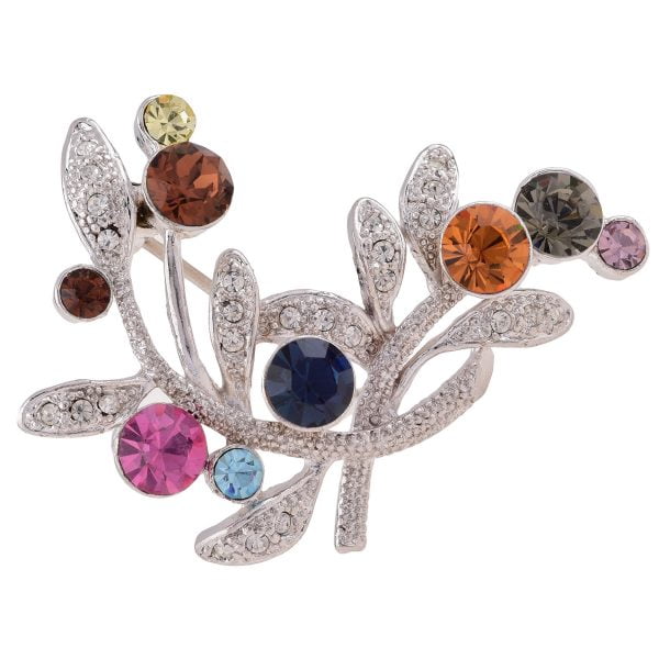 P20158-12.jpg Art Deco Swarovski Crystal Accented Flower Brooch - Image 1