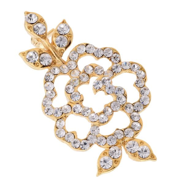 Victorian Rhinestone Crystal Flower Brooch - Image 2